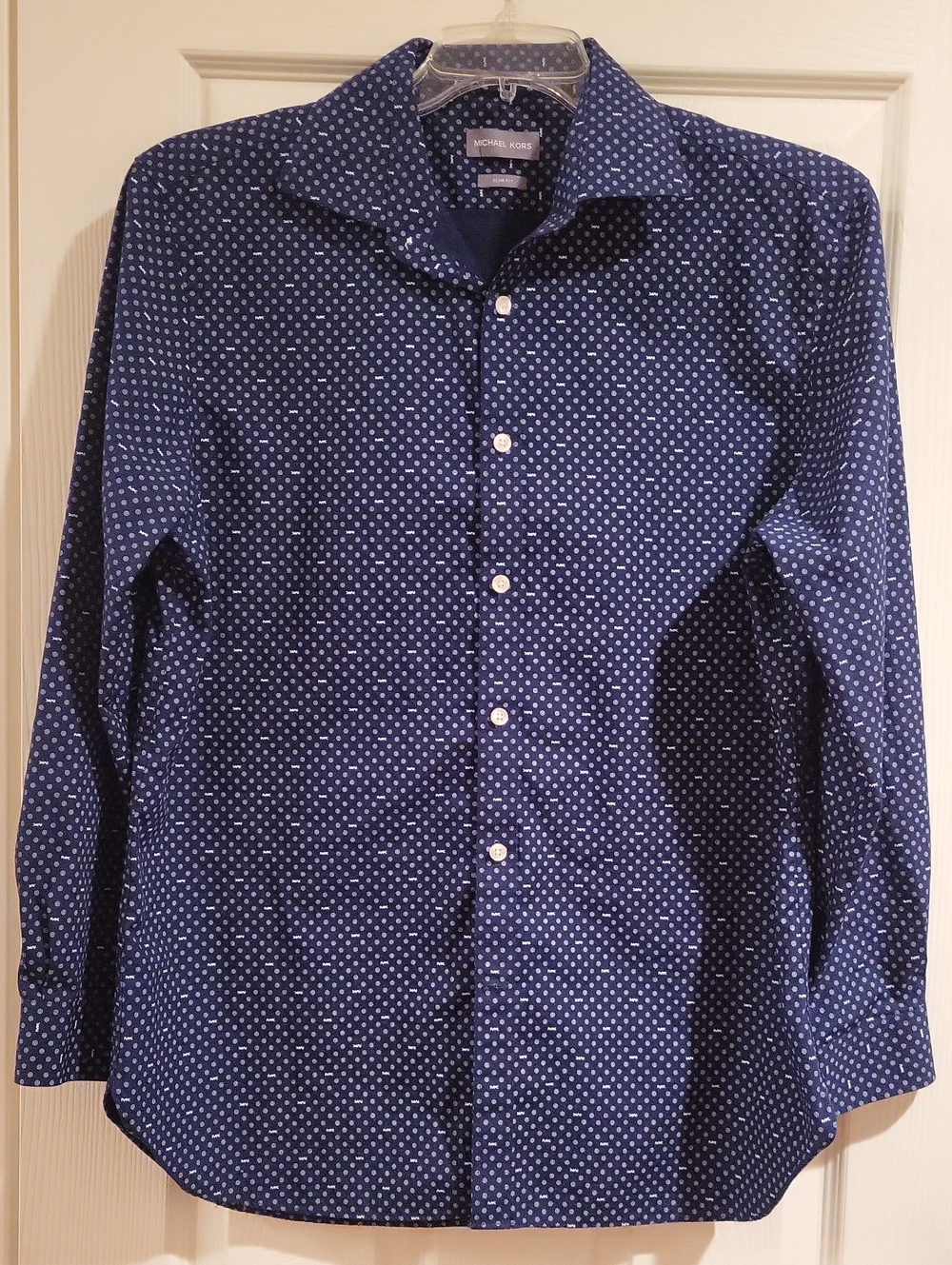 Michael Kors Men's Slim Fit Logo Circle Print Button Down Shirt L 16.5